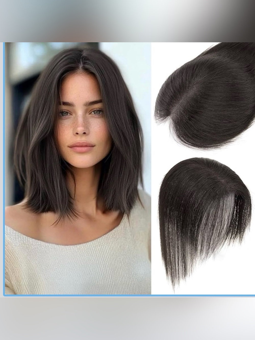 Human Hair Toppers for Women no Bangs Human Hair 360°3D Cover Clip in